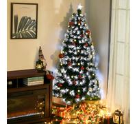 HOMCOM 6ft White Light Artificial Christmas Tree w/ 230 LEDs Star Topper Tri-Base Full Bodied Seasonal Decoration Pre-Lit Home