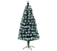 Homcom 6FT White Light Artificial Christmas Tree with 230 LEDs Star Topper Tri-Base Full Bodied Seasonal Decoration