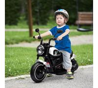 HOMCOM 6V Electric Motorbike with Training Wheels, One-Button Start - White