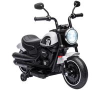 HOMCOM 6V Electric Motorbike with Training Wheels - One-Button Start - White | TJ Hughes