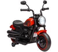 HOMCOM 6V Kids Electric Motorbike Ride-Ons Motorcycle with Training Wheels, Headlight, for Ages 18-36 Months - Red