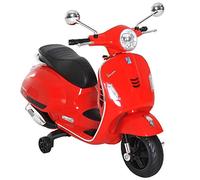 HOMCOM 6V Kids Electric Motorcycle Licensed Vespa Ride On Motorbike w/ MP3 Music LED Toy for 3-6 Years Old Red
