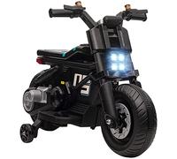HOMCOM 6V Kids Electric Ride On Motorcycle Vehicle w/Siren, Horn, Headlights, Music, Training Wheels, for Outdoor Play, Ages 3-5 Years - Black
