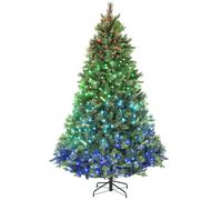 HOMCOM 7.5ft Carolina Pine Christmas Tree with Colourful DIY Synchronized LED Lights and Remote