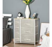 HOMCOM Chest of Drawers with 7 Dresser Drawers for Home Bedroom, Light Grey