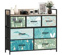 HOMCOM "Exquisite patterned drawer panels;","Drawers can be removed and folded;","Wood-effect top for handy display space;" - White - 98W x 29D x 85H cm