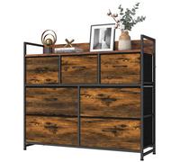 HOMCOM 7 Drawer Chest of Drawers with Top Shelf & Steel Frame Rustic Brown HOMCOM Brown
