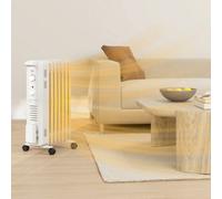 HOMCOM 1500W Quiet Oil Filled Radiator, 7 Fin Energy Efficient Portable Electric Heater with 3 Heat Settings, Adjustable Thermostat, Safety Tip Over, Overheat Protection, for Home, White