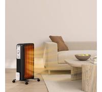 Homcom 7 Fin Portable Oil Filled Radiator, 1500W Quiet Electric Heater In Black Black One Size