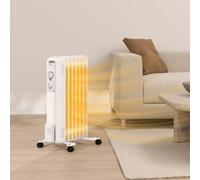 HOMCOM White 1500W 7 Fin Oil Filled Heater Radiator For Home - White | TJ Hughes