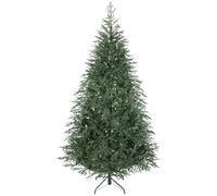 HOMCOM 7 ft Artificial Christmas Tree, 2942 Realistic Dense Branches, Green | Full Spruce, Hinged Xmas Tree, Metal Stand, Easy Assembly