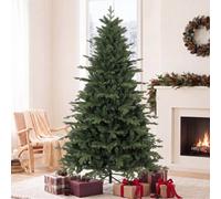 Homcom 7 Ft Artificial Christmas Tree With Metal Base, Hinged Branches
