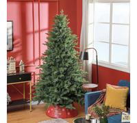 HOMCOM 7ft Artificial Christmas Tree with 2445 Tips, Metal Base, Realistic Hinged Xmas Tree for Home Office, Green
