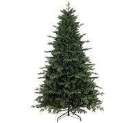 Homcom 7 Ft Artificial Christmas Tree With Metal Base, Hinged Branches In Green Green