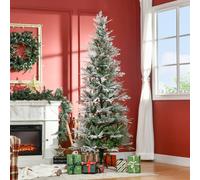 HOMCOM 6 Foot Snow Flocked Artificial Christmas Tree Holiday with Pencil Shape - 7ft