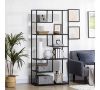 HOMCOM 7-Tier Industrial Shelf, Living Room Book & Display Rack in Black HOMCOM Black