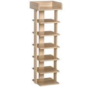 HOMCOM 7 Tier Shoe Rack Organizer Storage Shelf Wooden Display Cabinet Oak, none
