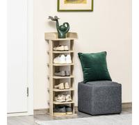 HOMCOM 7 Tier Shoe Rack Organizer Storage Shelf - Oak, Brown