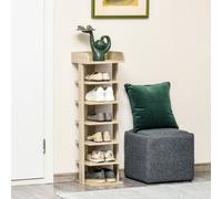 HOMCOM 7 Tier Shoe Rack Organizer Storage Shelf Wooden Display Cabinet in Brown HOMCOM Brown