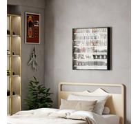 HOMCOM 7-Tier Wall Display Cabinet w/ Shelves Glass Doors, Black and White