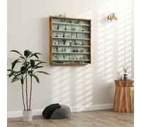 HOMCOM 5/7Tier Wall Display Shelf Unit Cabinet w/ Shelves Glass Doors - Rustic Brown - 80cm x 9.5cm x 83cm