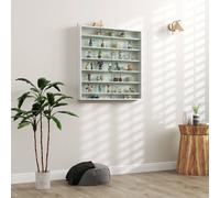 HOMCOM 7-Tier Wall Display Cabinet w/ Shelves Glass Doors, White
