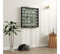 HOMCOM 7-Tier Wall Display Cabinet w/ Shelves Glass Doors, Black and White