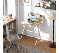 Homcom 70 Cm Folding Computer Desk For Small Spaces Bedroom Natural