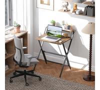 Homcom 70 Cm Folding Computer Desk For Small Spaces Bedroom Rustic Brown