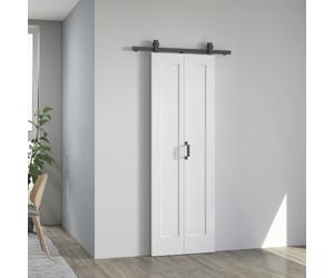 HOMCOM 70cm Modern Sliding Door Set Kit with Carbon Steel Rail - White | Opaque Home Decoration, DIY Office Style