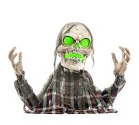 HOMCOM 70cm28 Groundbreaker Skeleton Outdoor Halloween Decoration, Halloween Animatronic with Sound Activated, Light Up Eyes, Sound Effects, Animated Prop for Haunted House