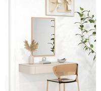 HOMCOM Decorative Rectangular Wall Mirror, 70 x 50 cm Wall-Mounted Bathroom Mirror for Living Room, Bedroom, Hallway, Natural Wood