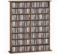 HOMCOM 720 CD/396 DVD Storage Unit, 396 Blu-ray Media Storage Shelf with 16 Compartments and 12 Adjustable Shelves, CD Tower for Living Room, Bedroom, Office, Rustic Brown