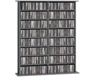 HOMCOM 720 CD/396 DVD Storage Unit, 396 Blu-ray Media Storage Shelf with 16 Compartments and 12 Adjustable Shelves, CD Tower for Living Room, Bedroom, Office, Grey