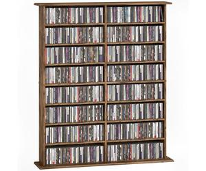 HOMCOM 720 CD/396 DVD Storage Unit, 396 Blu-ray Media Storage Shelf with 16 Compartments and 12 Adjustable Shelves, CD Tower for Living Room, Bedroom, Office, Rustic Brown