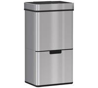 HOMCOM 72L Recycling Sensor Bin Stainless Steel 3 Compartments For Both Wet/Dry