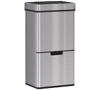 HOMCOM 72L Recycling Sensor Bin Stainless Steel 3 Compartments For Both Wet/Dry Waste w/Removable Lid Kitchen Home