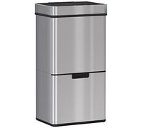 HOMCOM 72L Recycling Sensor Bin Stainless Steel 3 Compartments For Both Wet/Dry Waste w/Removable Lid Kitchen Home