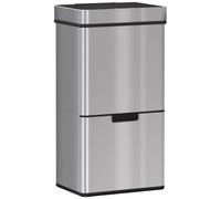 HOMCOM 72L Recycling Sensor Bin Stainless Steel 3 Compartments For Both Wet/Dry Waste w/Removable Lid Kitchen Home