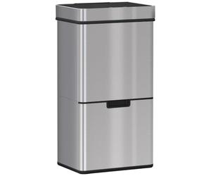 HOMCOM 72L Recycling Sensor Bin Stainless Steel Trash Can 3 Compartments | for both Wet/Dry Waste, with Removable Lid, Kitchen Home