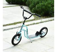 HOMCOM 75-80cm Kids Kick Scooter w/ Adjustable Handlebar Inflatable Wheels Blue