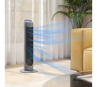 Homcom 75Cm Tower Fan Noise Reduction Wind 3-Level Cool Abs Indoor Grey