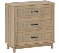 HOMCOM 76 cm Wide Drawer Chest of Drawers with 3 Drawer - Oak