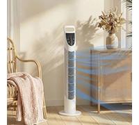 HOMCOM 31" Oscillating Tower Fan with Remote Control, 7.5H Timer, 3 Speed 3 Modes, Electric Floor Standing Cooling Fan for Home Bedroom Office, White