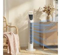 HOMCOM 31 Inch Oscillating Tower Fan with Remote Control, 7.5H Timer, 3 Speed 3 Modes, Electric Floor Standing Cooling Fan for Home Bedroom Office, White