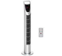HOMCOM 78.5 cm Oscillating Tower Fan with Remote Control, 7.5H Timer, 3 Speed 3 Modes, Electric Floor Standing Cooling Fan for Home Bedroom Office, Silver
