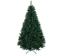 HOMCOM 7ft/210cm Artificial Christmas Tree Fir Hinged Xmas Tree Green | 1100 Branch Tips, Foldable Steel Stand, Easy Assembly for Home Office Holiday Decoration