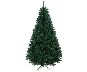 HOMCOM 7ft/210cm Artificial Christmas Tree Fir Hinged Xmas Tree Green | 1100 Branch Tips, Foldable Steel Stand, Easy Assembly for Home Office Holiday Decoration