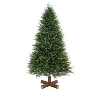 HOMCOM 7ft Artificial Christmas Tree, Auto Open, Fir Wood Base, Green | Size: 210 cm HOMCOM Green 210 cm