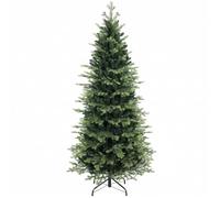 HOMCOM 7ft Artificial Christmas Tree, Geneva Fir Hinged Xmas Tree, Green | 210cm, 2079 Branch Tips, Foldable Steel Stand, Easy Assembly for Home Office Holiday Decoration
